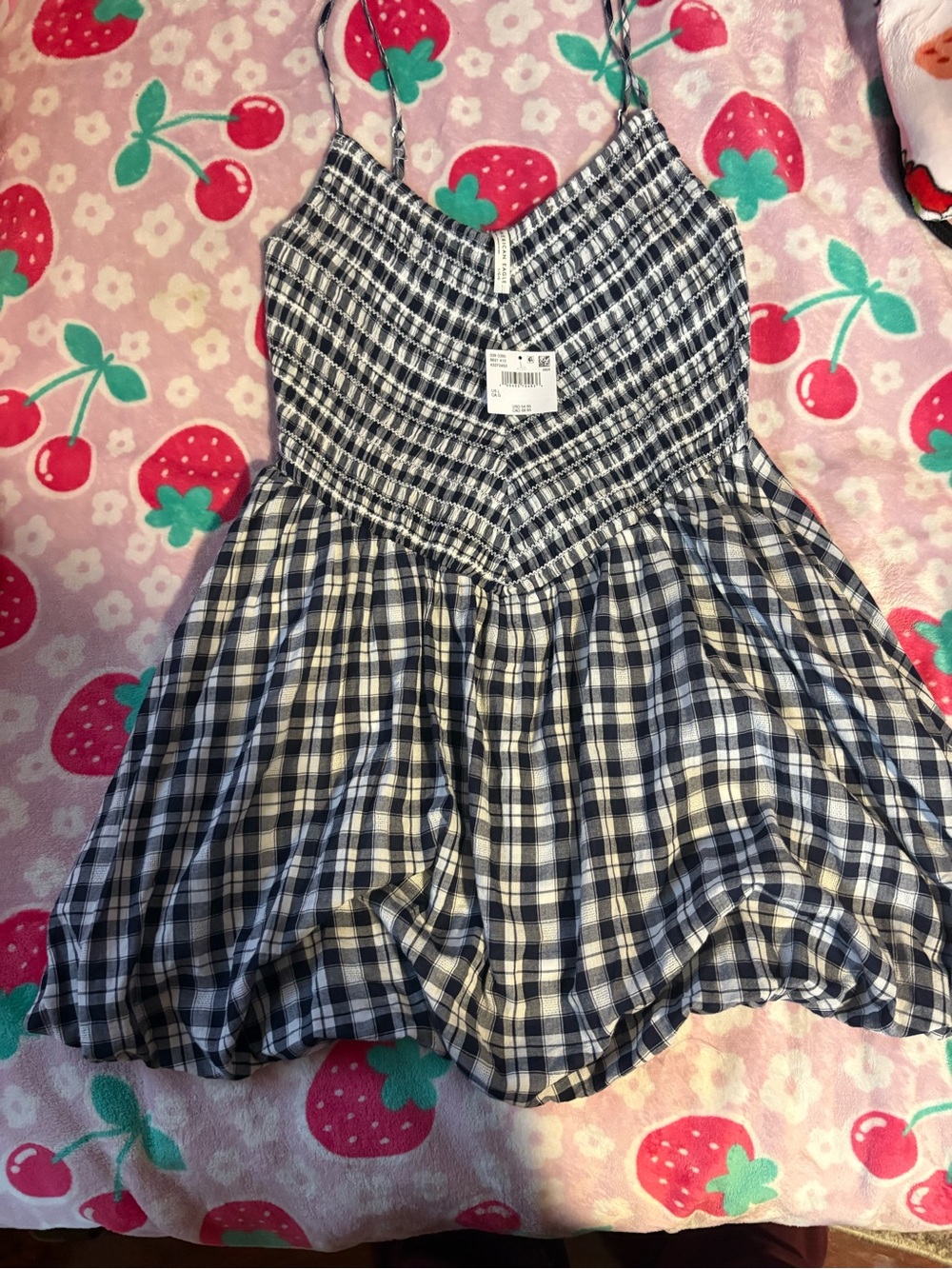American Eagle Outfitters Navy and White Plaid Sundress